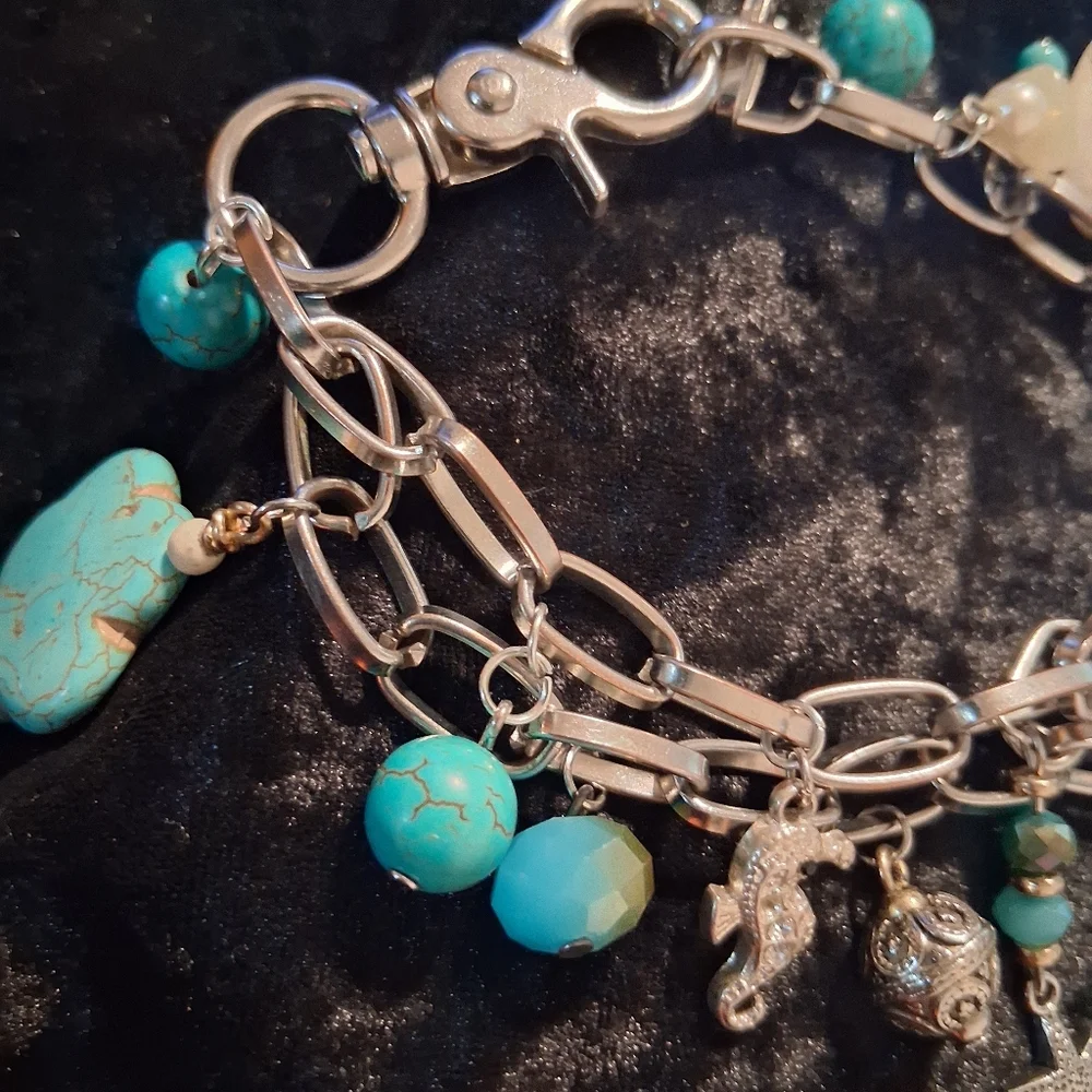 Turquoise Charm Owl Bracelet - Women Jewelry Extendable Sz 7 To 9